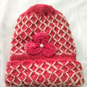 Pink Woolen Cap For Winter