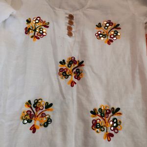 White Embroidery Kurti