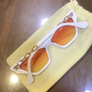 White Sunglasses With Peachish Orange Shade