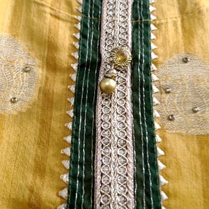 Beautiful Chanderi Suit Dupatta And Cotton Plazo