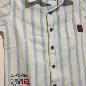 White Shirt Linning Print For Baby Boy 3- 4 Year