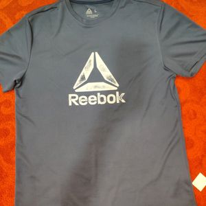 REEBOK Men Printed Round Neck Dark Blue Tshirt