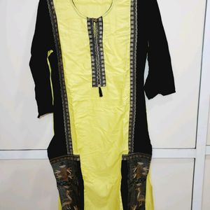 Stylish Ethnic Kurti with Yellow and Black Design