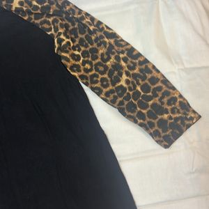 Leopard print top Baseball style tshirt