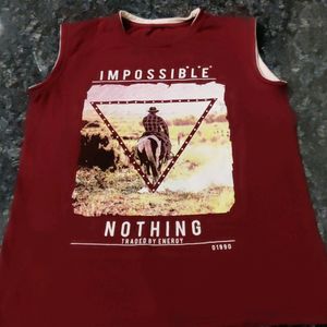 Maroon Sleeveless Tshirt