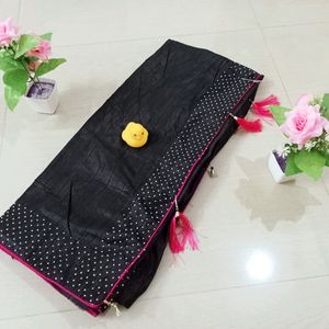 Black With Border Simple Stone Saree