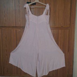 Coquette Tie-up Pale Pink Jumpsuit With Pockets