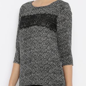 Van Heusen Black Printed Woven Top Smart Formal