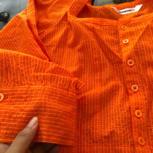 Orange Full Sleeves Crop Top