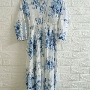 Korean Floral White Dress