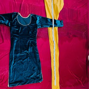 Velvet Punjabi Kurta Pajami Suit For Girls