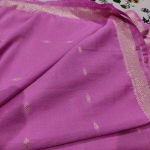 Cotton Silk 🩷 Pink Saree