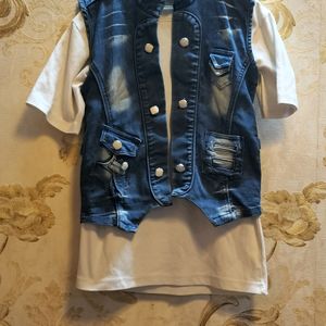 T-shirt With Denim Jacket For 10 Years Old Boy.