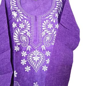 Stitched Cotton Kurta In Chikanwork