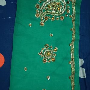 Dark Green Saree 👍