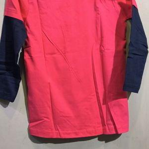 Pink Colour Full Sleeves T-Shirt For Children