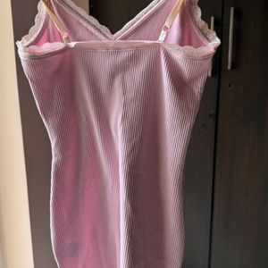 Pink Ribbed Hnm Dress In Size S