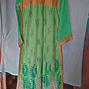 Georgette Straight Kurti Front And Back Work Unuse