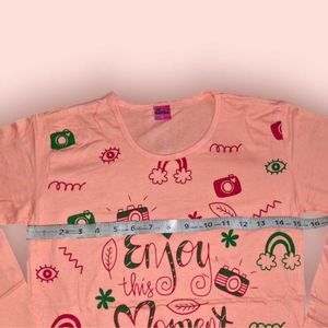 💃Girl's Full Sleeve T-shirt 30 Inch Peach