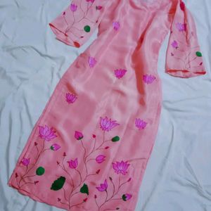 Pink Hand Painted Kurti