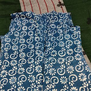 Indigo Blue printed Coat Over Kurti.