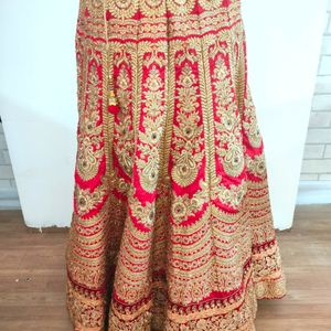 Red With Gold Embroidery Bridal Lehenga (Women's)