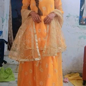 Round Kurti With Skirt Haldi Dress