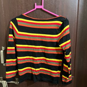 Striped boat Neck Top