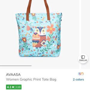 Avaasa Owl 🦉 Printed Tote Bag Party Wear