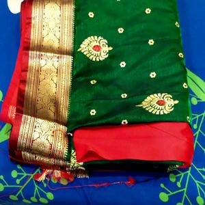 Green Colour Silk Saree_festival Wear