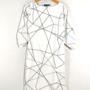 White With Black Lines Dresses (Women's)