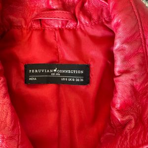 Peruvian Connection Leather Red Jacket “S” Size