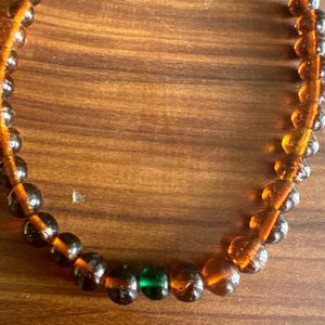 New Brown Glass Beaded Necklace