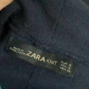 Zara Knit Open Front Cardigan Navy Blue