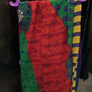 Multi Color Saree With Blouse And Patticoat