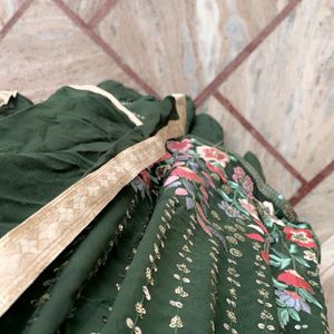 Green Colour Embroidery Sharara Suit