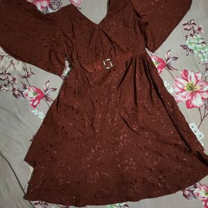 Beutiful Brown 🤎 Printed Party Wear Dress 👗