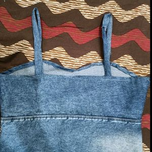 Denim Fitted Crop Top