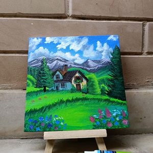 Mini Aesthetic Landscape Painting With Stand