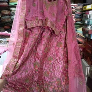 Pink Satin Lehenga