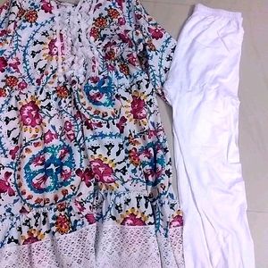 Crepe Lace Kurthi,With Legging