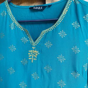 Imara Green Embroided & Printed Kurta Size-M