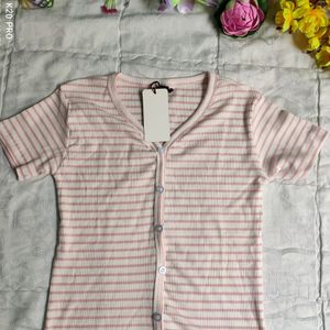 Stripe Pink Stretchable Top