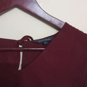 Maroon Baloon Sleeve Top (Women)