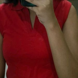 Red Collar Top