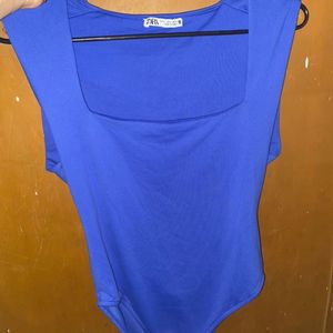 Zara Blue Fitted Bodysuit