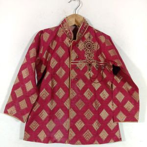 Red And Golden Colour Ethnic Wear (Boy's)