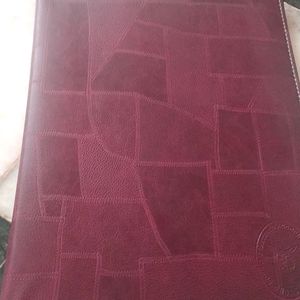 Maroon Leather Bound File/ Folder