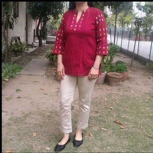 Maroon Tunic Top For Light Winters