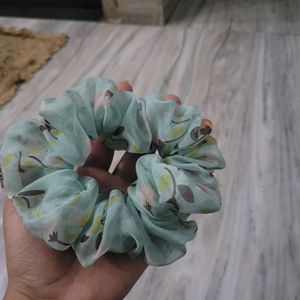 A Sea-green & Floral Hair Drama & Co. Scrunchie